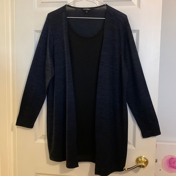 George Navy blue and black long sleeve knit fooler sweater size 1x - Picture 2 of 11